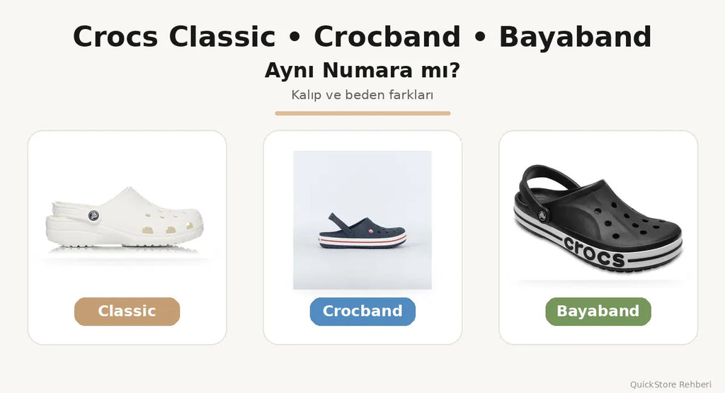 Crocs Classic, Crocband ve Bayaband aynı numara mı kalıp ve beden farkları