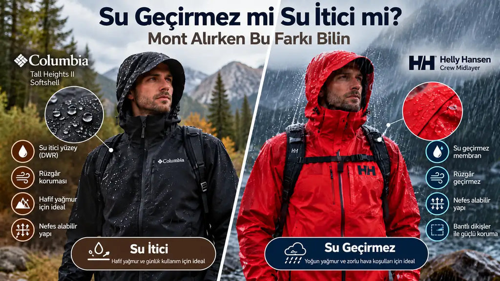 Su geçirmez ve su itici mont arasındaki fark karşılaştırması