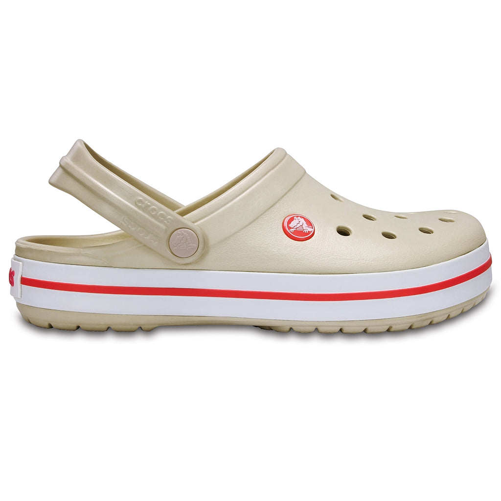 CROCS Crocband Bej Unisex Kenarı Kırmızı Beyaz Çizgili Terlik / Sandalet 11016-1AS