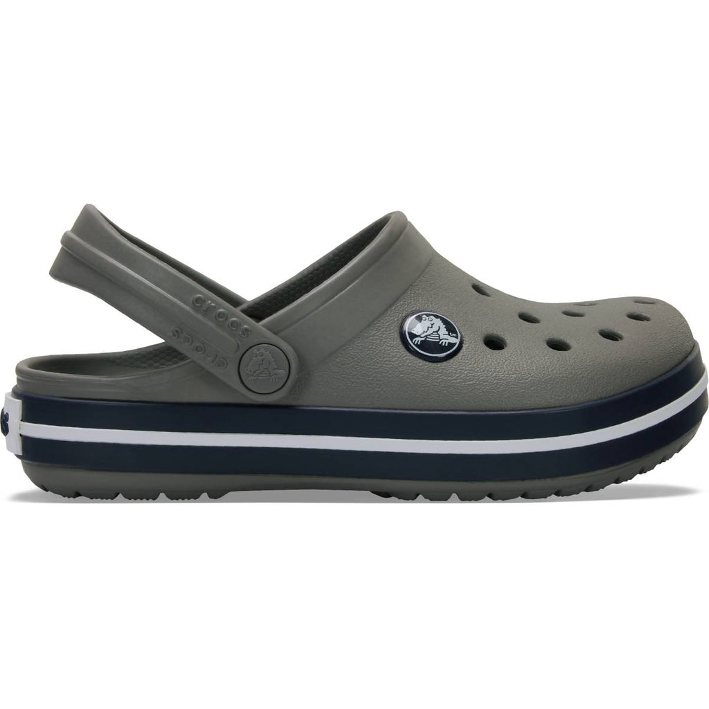 CROCS Crocband Clog Çocuk Gri Kenarı Beyaz Çizgli Terlik / Sandalet