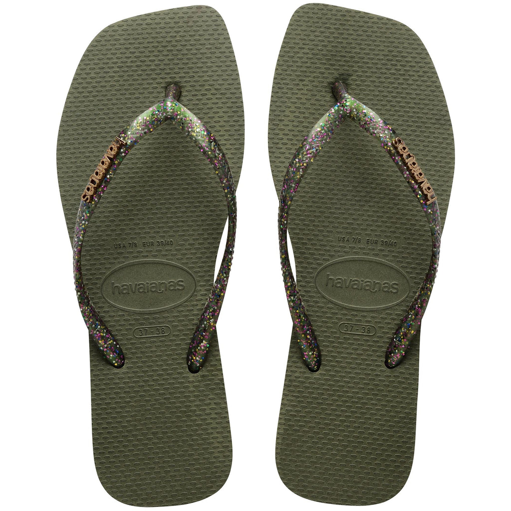 HAVAIANAS Slim Square Logo Metalik Green Sandalet 4148257-0869