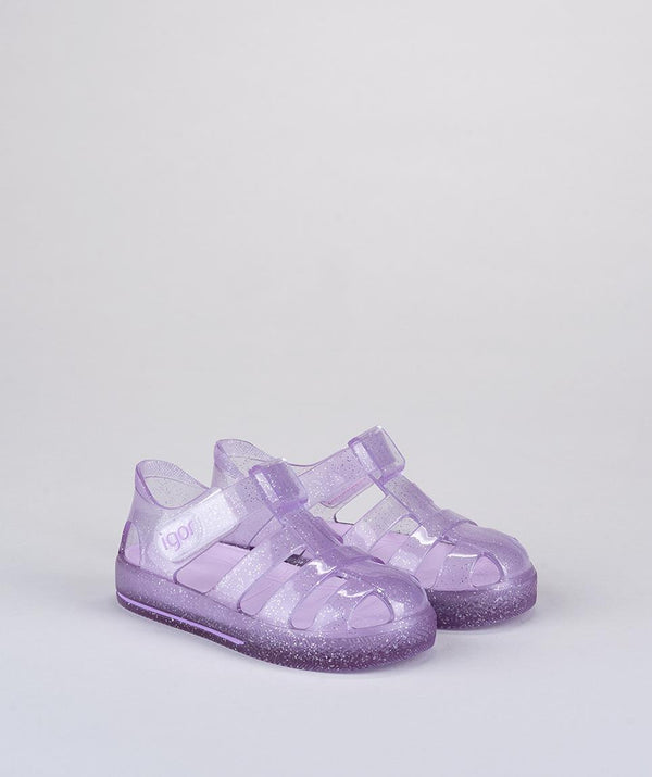 IGOR Star Glitter Çocuk Simli Mor Sandalet S10265-212