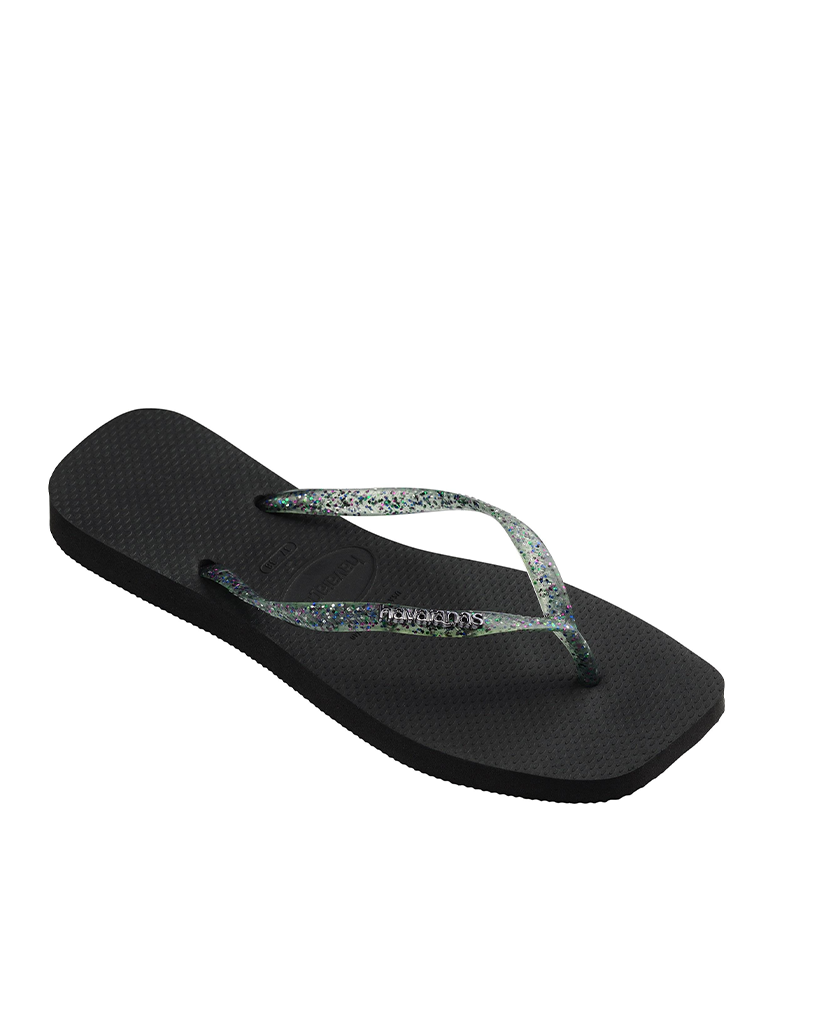 HAVAIANAS Slim Square Logo Metalik Black Sandalet 4148257-0090