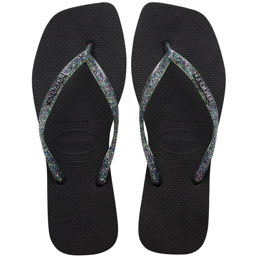 HAVAIANAS Slim Square Logo Metalik Black Sandalet 4148257-0090